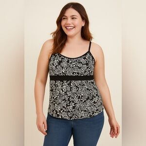 Torrid Black & White Floral Cami Top Size 2
